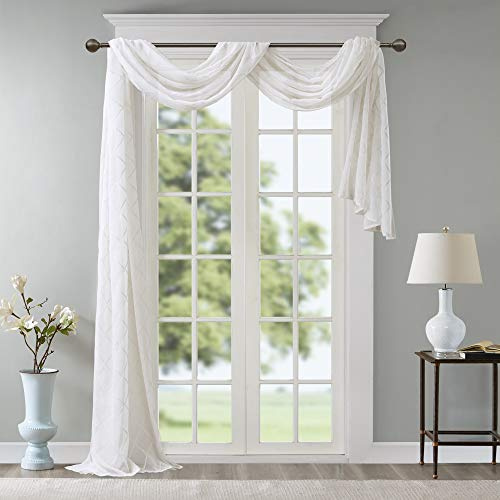 Madison Park Sheer Curtain Scarf for Kitchen, 1 Panels 50x216 White