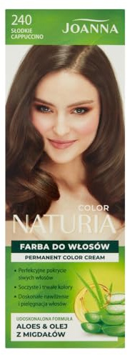 Joanna Naturia Color Haarfarbe für Frauen - Sorgt für Lang Anhaltende Farbe - Enthält Aloe vera und Mandelöl - Attraktive und Tiefe Haarfarbe - Farbe Cappucino
