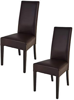 t m c s Tommychairs - 2er Set Moderne Stühle Luisa für Küche und Esszimmer, robuste Struktur aus lackiertem Buchenholz Farbe Wengeholz, Gepolstert und mit Kunstleder in der Farbe Mokka bezogen