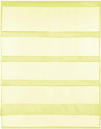 Transparente Bistrogardine Raffoptik mit Stangendurchzug in Voile, schlicht und modern in vielen erhältlich (100 x 110 cm/gelb - zitronengelb)