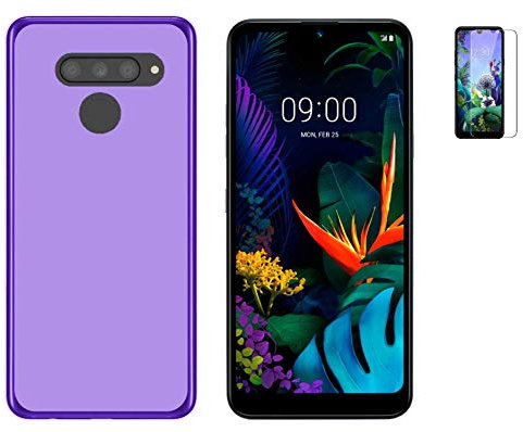 Todobarato24h Funda LG Q60 / K50 (6.26) Pulgadas Morada TPU Lisa Silicona + Protector Cristal Templado