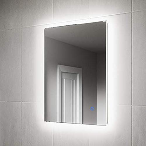 Illuminated Bathroom Mirror with LED Lights 390x500mm IP44 Rated - Savannah LED Bathroom Mirrors with Demister Pad & Touch Sensor Switch, Rotatable Wall Mirror with Lights,Wall-Mounted Vanity Mirrors
