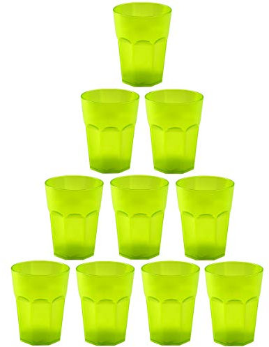ENGELLAND 10 vasos de plástico para fiestas, vasos de plástico para coctail verde, 0,25 l