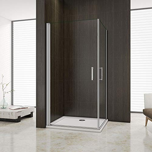 Mamparas de Ducha Doble Puerta Pivotante Gris mate 5mm Angular 90x80x185cm