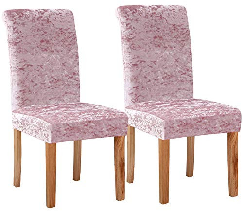 KELUINA Velours Spandex Tissu Stretch Salle À Manger Chaise Slipcovers Décor À La Maison, Housses de Chaise pour Salle À Manger Restaurant Hôtel Cérémonie (Rose,2 Pack(M))