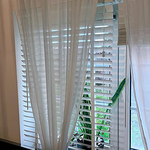 PVC Jalousie in Holzoptik | Rollos & Jalousien Jalousien in Wood-Optik | Fauxwood Jalousie | 50 mm Lamelle | Verschiedene Größen | Sonnenschutz für Fenster mit Bohren | weiß/grau (weiß, 80 x 240 cm)
