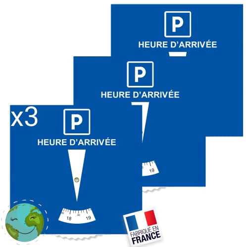 BLAUBODY✸ Lot de 3 Disques Bleu de Stationnement Zone Bleue (ÉCOLOGIQUE & Fabriqué en France) Carte Horodateur Européen pour Parking Stationnement Voiture Accessoires Auto en Français (Garantie)