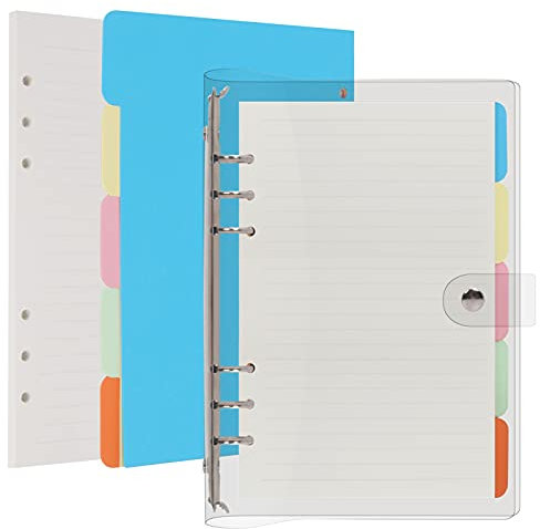 Skycase A6 Ringbuchhülle – Klare PVC-Hülle mit 6 Löchern & 5 Registern, inkl. Nachfüllpapier – für Büro, Schule & Terminplaner