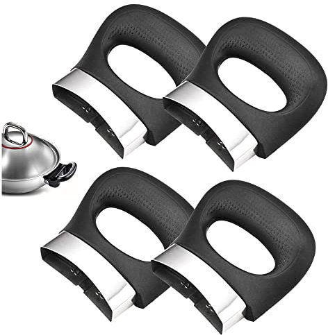Hezhou 4 Piezas Mango de Olla Corto Asas de Oreja de Cocina Mango Lateral Desmontable Asas de Olla de Vapo Mango de olla de repuesto para el hogar fácil de instalar herramienta de cocina corta