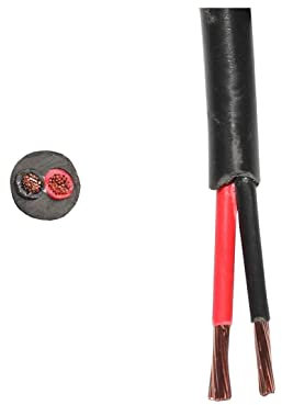 Thin Wall Cable Twin 2 Core 12v 24v Black Red Round PVC Wire Auto Marine Solar (2.00mm2 25A, 30 Metre Reel)