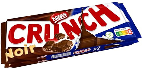 Nestlé Chocolat - Crunch Chocolat Noir - tablette de 100g - Lot de 2