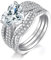JewelryPalace Liebe Herz 3ct Zirkonia Solitär Ring Damen, Verlobungsringe Silber 925 Promise Ring für Frauen, Hochzeitsring Trauring Ehering Simulierter Diamant Vorsteckring Band, Ringe Set Schmuck 49