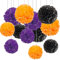 CC wonderland zone 12 Stück Schwarzer,Lila und Orange Seidenpapier Pompons,Papier Pom Poms Seidenpompons für Halloween Party Deko