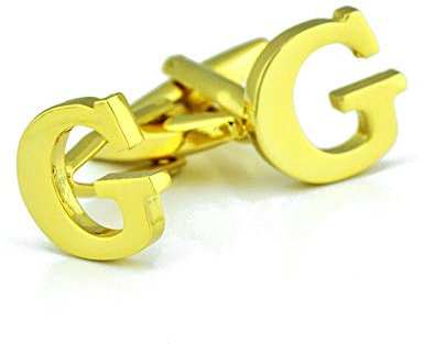 Whoiy Manschettenknopf Initialen G, Manschettenknöpfe Set Vergoldet Gold Manschettenknöpfe für Männer Kostenlose Gravur mit Geschenkbox