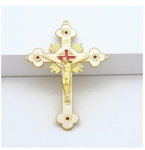 EVANEM Gold Katholische Wandkreuze, Christian Latin Cross Gebetskirche Dekor Hängen Kruzifix (Color : Style 4)
