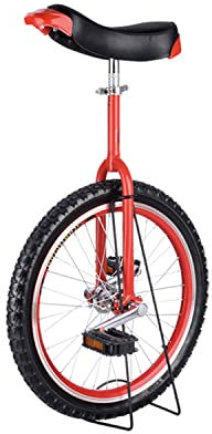 Einrad-Reifen, Chrom, Einrad, Trainings-Stil, Radfahren, mit Ständer, Radfahren, Outdoor-Sport, Fitness, Training, Gesundheit, 50,8 cm, Rot