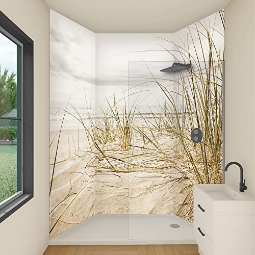 yourplate Duschrückwände mit individueller Größe (3 Rückwände – Premium Nano Matt – bsmar01) – Duschrückwand Alu mit Feuchtigkeitsschutz – Rückwand Dusche zur einfachen Montage