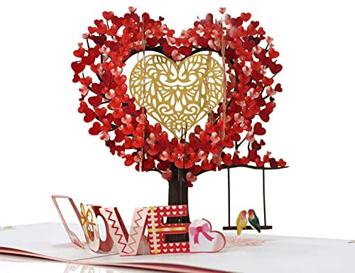 Love birds in Love tree Pop Up 3D Card. Romantic surprise greeting card for Her, Girlfriend, Wife,Him, Boyfriend,Husband. Perfect for Valentine’s Day, Birthday’s, Thank you 15cmx15cm