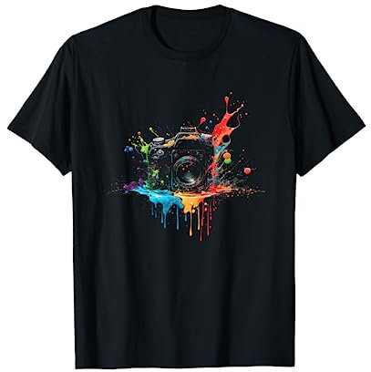 Kamera Splash Art Fotografie Spiegelreflex Fotograf Retro T-Shirt
