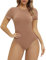 SHAPERX Body-Hugging Bodysuit for Women Short Sleeve High Stretch Leotard Top Thong Jumpsuit Crew Neck, UK-SZ5249-2-Sienna-S