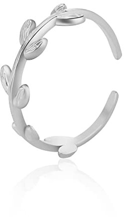 kkjoy Blattring Edelstahl Natur Pflanze Serie Ring Verstellbare Offene Fingerringe Ast Ring Blätter Wrap Fingerring Schmuck für Frauen Mädchen