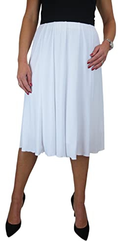 Women's 26 Midi Flare Skirt With Elasticated Waist White 8-22 (S)