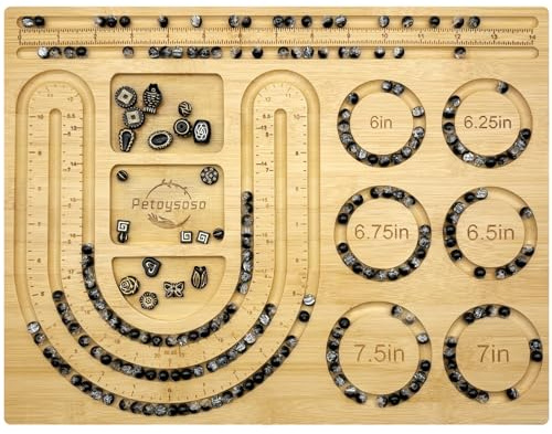 Petoysoso Bead Board for Jewelry Making, Bamboo Beading Board for Jewelry Bracelet Making, Bracelet Bead Board, Beading Trays Jewelry Design Mats for Bracelet, Necklace, Jewelry Making 15x11.5x0.5 in
