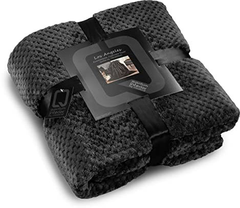 Quantum Interior Kuscheldecke Los Angeles Einfarbig mit Muster Tagesdecke Sofadecke Wohndecken Couchdecke Flauschiger Überwurf Tagesdecke Blanket für Bett Sofa Schlafzimmer Büro150x200cm(Anthrazit)