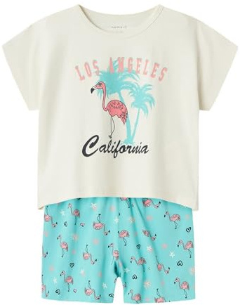 NAME IT Mädchen Nkfnightset Cap Pool Blue Flamingo Noos, Pool Blue, 86-92