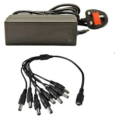 Sentry 12V 8A PSU Power Supply Unit Adapter AC/DC UK 3-Pin mains 240v AC to 12v DC for CCTV Cameras Monitors DVRs Lightings (8 Way Splitter)
