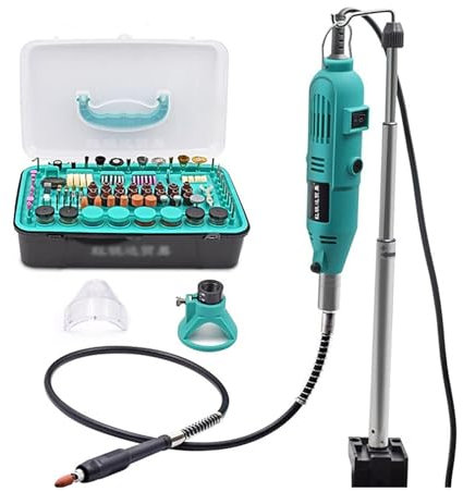 LBMED Kit De Vitrail, 388 Pièces, Machine De Façonnage De Verre avec Mandrin De 1,6/2,4/3,0/3,2 Mm, Vitesse Réglable De 0 À 32 000 TR/Min, Coupe Rapide Et Douce, pour Marbre, Céramique