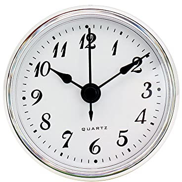 MoreChioce 70mm Quarz-Uhren-Einsatz, Klassischer Eingebauter Uhrenkopf Einbauuhr Einsteck-Uhrwerk mit Ziffern DIY Runde Quarz-Uhrwerk Geräuschlose Nicht Tickende Wanduhr #Silber#Keine Batterie