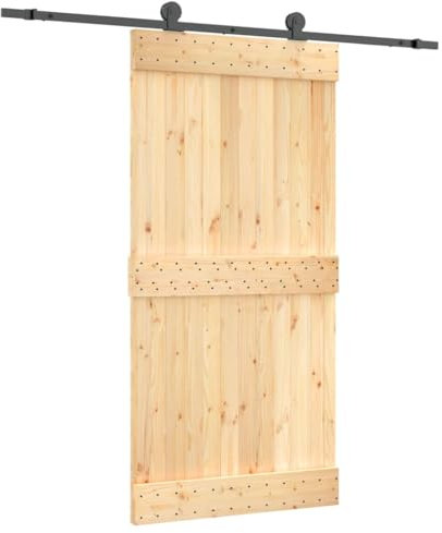 vidaXL Porta Scorrevole con Set Hardware 100x210cm Legno Massello Pino