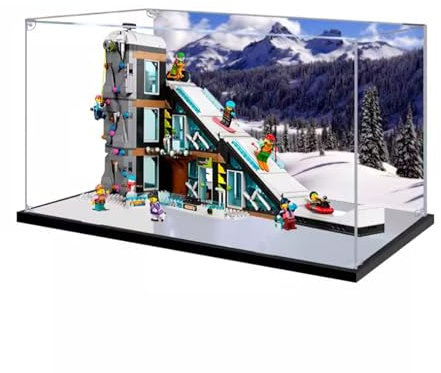 HALFS Acryl-Vitrine für Lego City Ski und Kletterzentrum 60366, staubdichte Displaybox, Vitrine Geschenk (Hintergrund B)