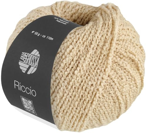LANA GROSSA Riccio | Kuschelweiches, strukturiertes Garn aus Pima Baumwolle | Handstrickgarn aus 84% Baumwolle & 16% Polyamid | 50g Wolle zum Stricken & Häkeln | 110m Garn FB 3