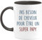 quotedazur - Mug Cadeau Papy - Pas Besoin De Cheveux Pour Être Un Super Papy - Tasse Cadeau Fêtes des Grand-Pères Humour Anniversaire Pépé - Noir/Céramique