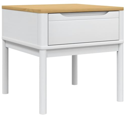 vidaXL Lampentisch, Nachttisch mit Stauraum Holzbeine, Beistelltisch für Schlafzimmer Wohnzimmer, Telefontisch, Weiß Massivholz Kiefer
