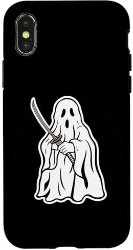 Hülle für iPhone X/XS Lustiger süßer Samurai-Geist mit einem Katana