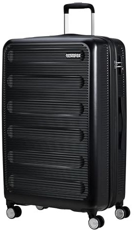 American Tourister Astrobeam - Spinner L, Expandable Suitcase, 77 cm, 97/110 L, Black (Storm Black)