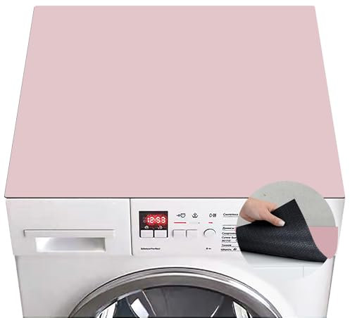 Parapolvere Lavatrice, Copri-Tappetino Ispessito per Lavatrice, Protezione Superiore per Lavatrice e Asciugatrice, Parapolvere Lavatrice Antipolvere per Frigorifero, 60 × 60 cm, Rosa