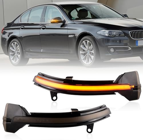 POPMOTORZ LED Spiegelblinker Schwarz mit Canbus Fehlerfrei 2835 SMD für BMW 5 Series F10 F11 GT F07 6 Series F12 F13 Gran Coupé F06 7 Series F01, 2 Stück