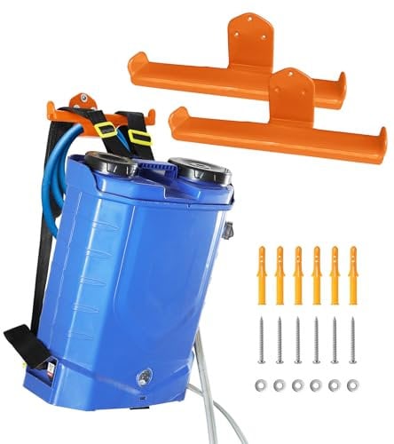 OSROENE Backpack Leaf Blower Hanger, 2 Pack Backpack Sprayer Wall Mount, Heary Duty Chainsaw Wall Mount Stand Accessories Garage Organization Storage (2 Pack)
