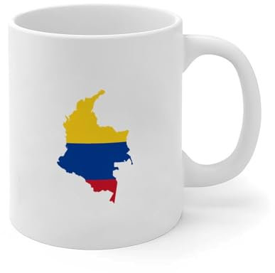 Tazas de café de Colombia con bandera blanca patriótica, taza de café y té, divertida taza blanca brillante para Navidad, vacaciones, un regalo para pareja de colegas, 11 onzas