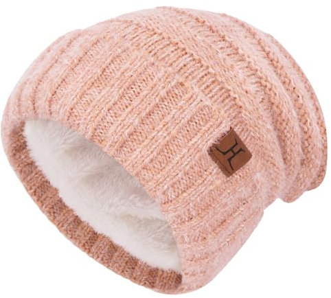 ZASFOU Damen Winter Mütze Beanie mit Fleecefutter Warme Kunst Nerz Samt Wintermütze Thermo Strickmütze Mützen für Frauen Geschenk