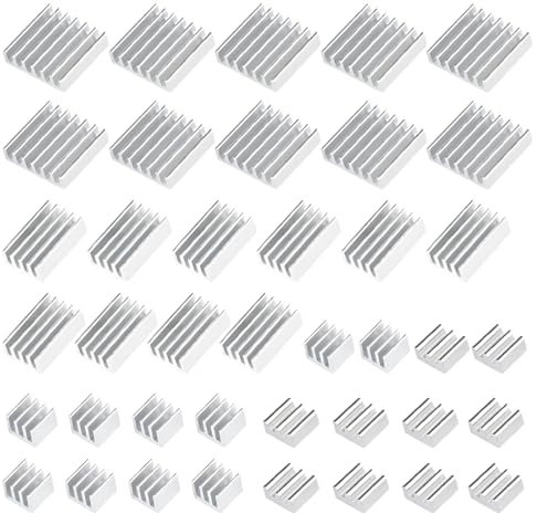 WeddHuis 40 Stück Kühlkörper Kühlrippen Aluminium Heatsink Set mit Wärmeleitband für Raspberry Pi 4 Computer LED IC Elektronische Geräte Silber