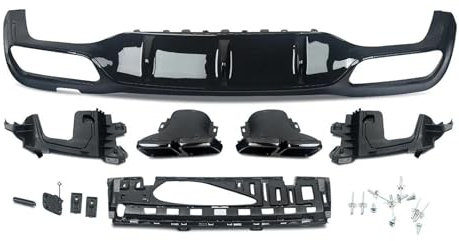 Auto-Heckspoiler Für Mercedes Für Benz W213 2016 2017 2018 2019 2020 AMG E63 Style Heckstoßstangendiffusor Mit Auspuffendrohren(Gloss Black)
