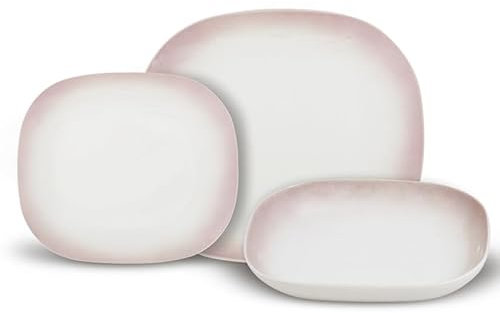 Villa Altachiara Set 6 Persone, Servizio 18 Pezzi in New Bone China, Piatti Piani 25 + Fondi 29 + Frutta 22 cm, Adatti a Microonde e Lavastoviglie, Linea: Primavera