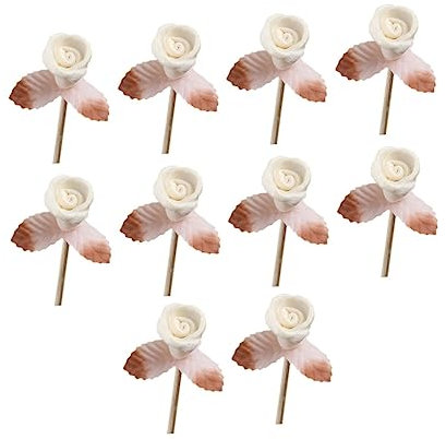 BATHVEVE 10stücke Gerader Rattan-schilfrohr-diffusor Für Ätherische Öle Natürlicher Duft Rosenblüten-Design Schilfrohr-diffusorstäbchen Für Aromaöl-diffusor
