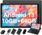 SUAAT 2025 New Tablet 10 Pulgadas Android 13 con 10GB RAM 64GB ROM (TF 1TB), WiFi 6(5G+2.4G), Bluetooth 5.0, Type-C, 6000 mAh, 8MP+5MP, con Funda, Teclado, Mouse,Negro