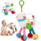 hahaland Plüsch Schaf Musik Baby Spielzeug, Kinderwagen Babyschale Spielzeug mit Spiegel Rassel zum Greifen & Sensorik, BPA-frei Beißring,Weihnachten Geschenke für Babyspielzeug ab 0 3 6 12 Monate